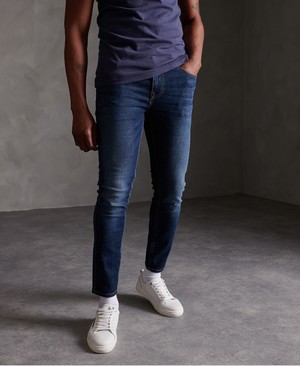 Superdry Travis Skinny Férfi Farmer Sötét Kék | HYELD5624